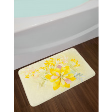 Romantic Yellow Flowers Bath Mat