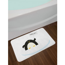 Penguin on Ice Need Help Bath Mat