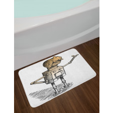 Sketchy Futuristic Robot Bath Mat
