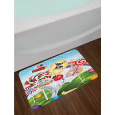 Rainbow Candies Animals Bath Mat