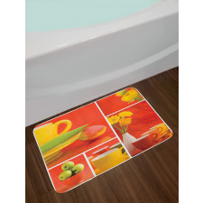 Coffee Cups Tulips Apples Bath Mat