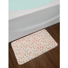 Antique Retro Tea Cups Bath Mat