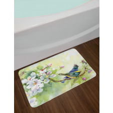 Watercolor Birds Spring Bath Mat