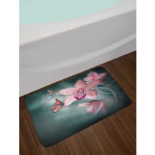 Orchid Flower Butterfly Bath Mat