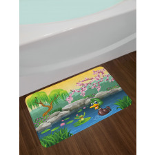 Duck and Frog in a Lake Bath Mat