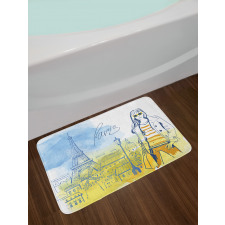 Girl at the Eiffel Tower Bath Mat