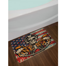 Biker Skull American Flag Bath Mat