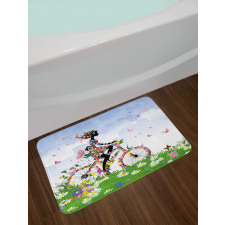 Vintage Romantic Bike Bath Mat