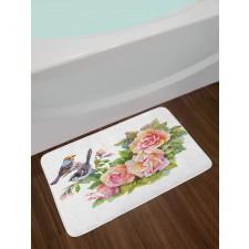 Wild Exotic Birds Roses Bath Mat