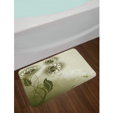 Grey Flowers Ivy Leaf Bath Mat