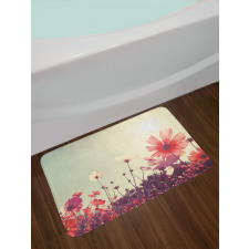 Vintage Cosmos Plant Sky Bath Mat