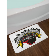 Skull with Feathers Veil Bath Mat