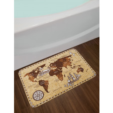 Retro Sketch World Map Bath Mat