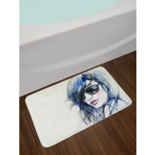 Watercolor Woman Image Bath Mat