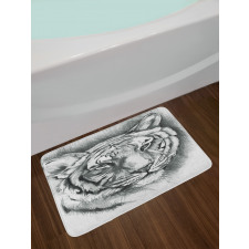 Grey Lion Head Bath Mat