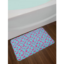 Pink Heart on Polka Dots Bath Mat