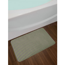 Blue Green Bold Stripes Bath Mat