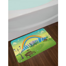 Rainbow Beams Flowers Bath Mat