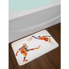 Colorful Footballers Bath Mat