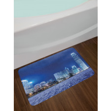 Hong Kong Skyline Night Bath Mat