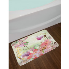 Abstract Flowers Buds Bath Mat