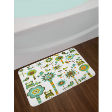 Birds Flowers Trees Bath Mat