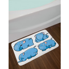 Cartoon Elephants Bath Mat