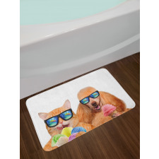 Cat Dog with Ice Cream Bath Mat