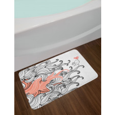 Graphic Swirls Wave Bird Bath Mat