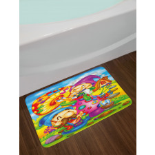 Cartoon Singing Elves Art Bath Mat