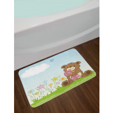 Cartoon Teddy Bear and Toy Bath Mat