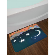 Clouds Stars and Moon Bath Mat