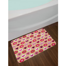 Cartoon Style Hearts Bath Mat