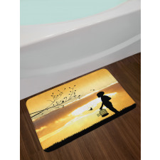 Child with a Bird Cage Bath Mat