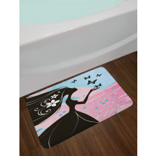 Butterfly Floral Head Bath Mat