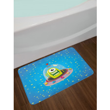Comic UFO and Alien Bath Mat
