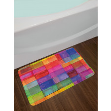 Rainbow Colors Squares Bath Mat