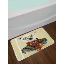 Hipster Bear Glasses Bath Mat