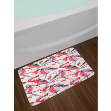 Birds Branches Berries Bath Mat