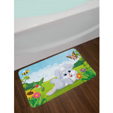 Rabbits Grass Bees Bath Mat