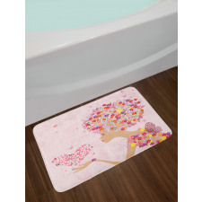 Flowers Girl Butterflies Bath Mat