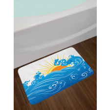 Curved Ocean Waves Sun Bath Mat