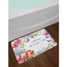 Rabbits Orchid Flowers Bath Mat