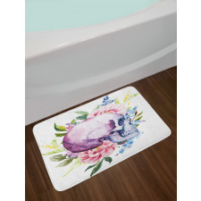 Abstract Skull Flowers Bath Mat