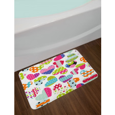Heart Patches and Dots Bath Mat