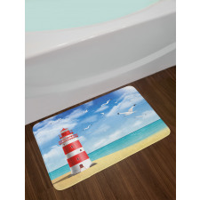 Lighthouse Seagulls Ocean Bath Mat