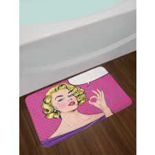 Pop Art Woman OK Sign Bath Mat