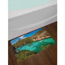 Yacht on Sea Scenic View Bath Mat