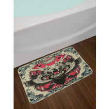 Leopard Head Horns Wings Bath Mat