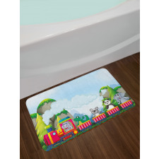 Cartoon Animals on Train Bath Mat